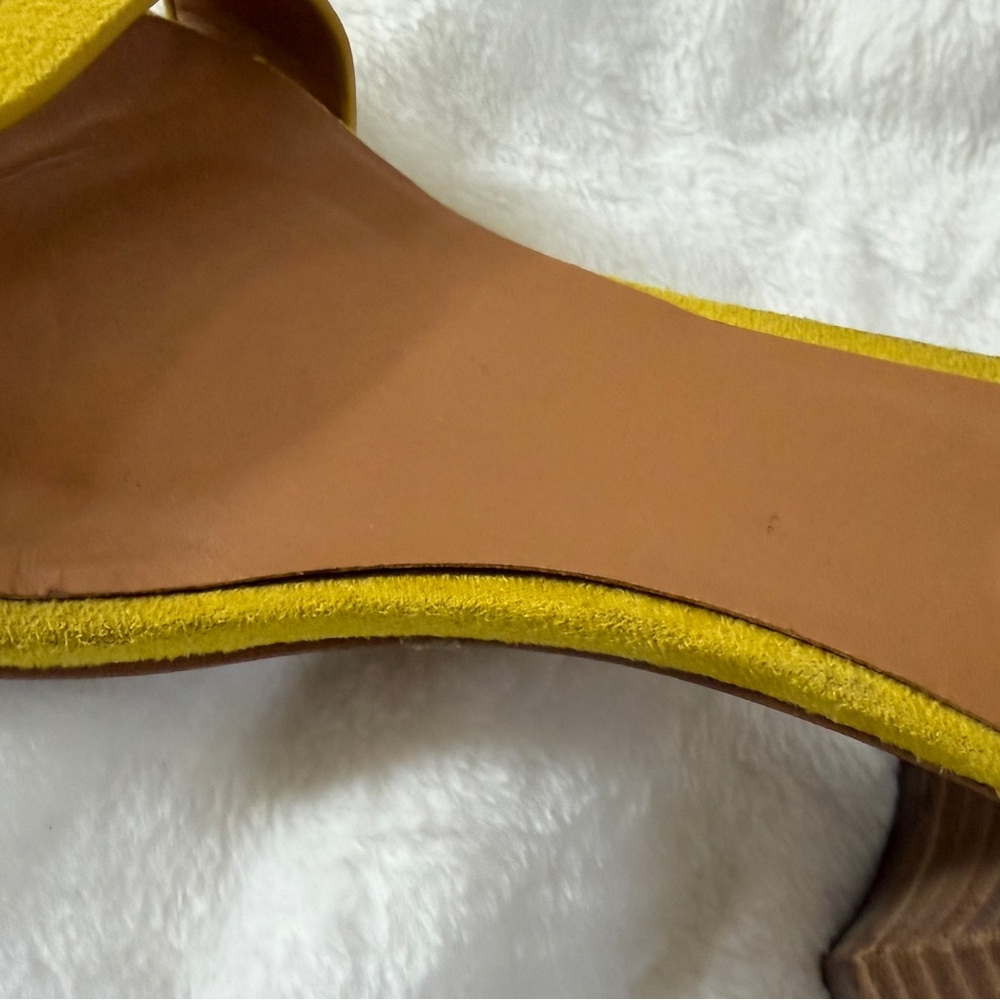 Nine West Yellow Suede Ankle Strap Block Heel Sandals - Picture 7 of 9